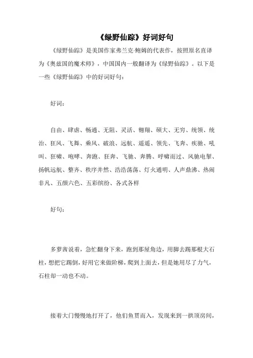 《绿野仙踪》好词好句