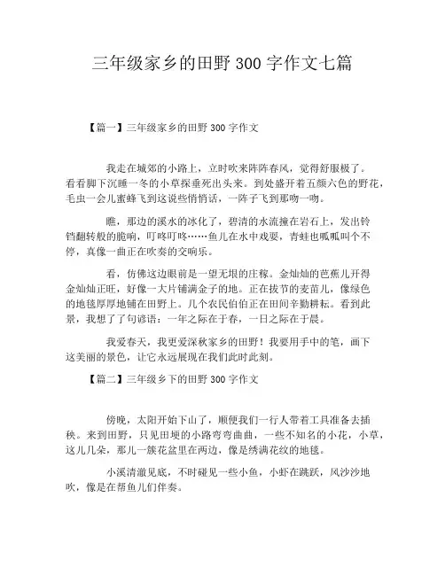 三年级家乡的田野300字作文七篇
