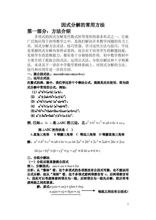 因式分解专题复习及讲解(很详细)