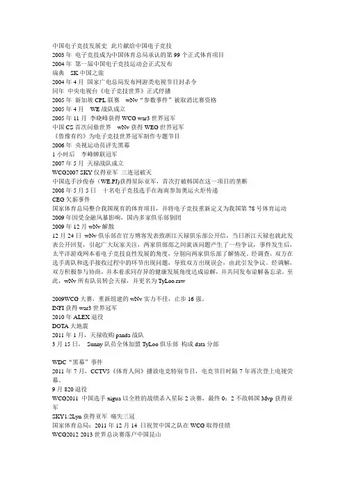 中国电子竞技发展史