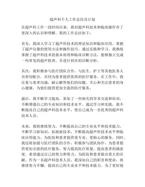 超声科个人工作总结及计划