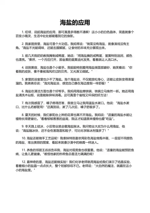 海盐的应用