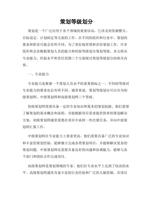 策划等级划分