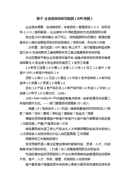 雷子-企业绩效指标导航图（KPI地图）