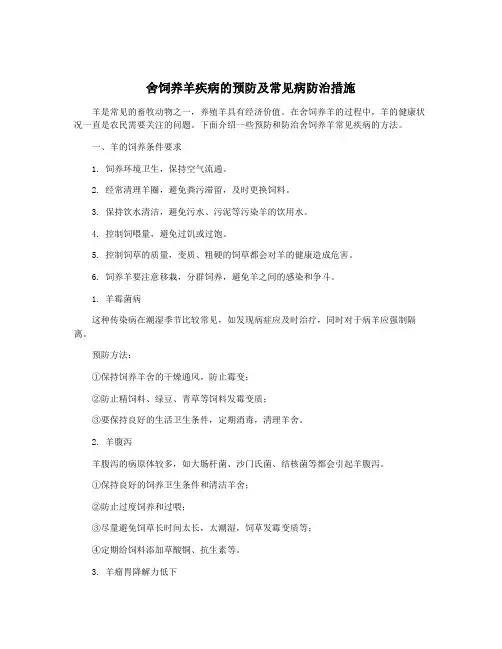 舍饲养羊疾病的预防及常见病防治措施