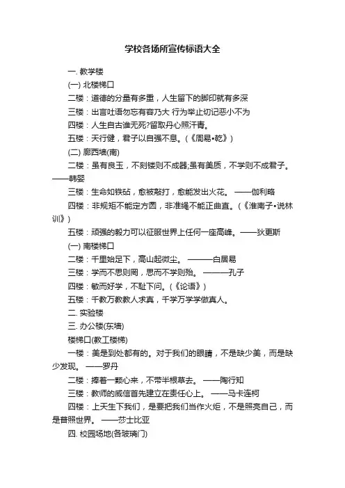 学校各场所宣传标语大全