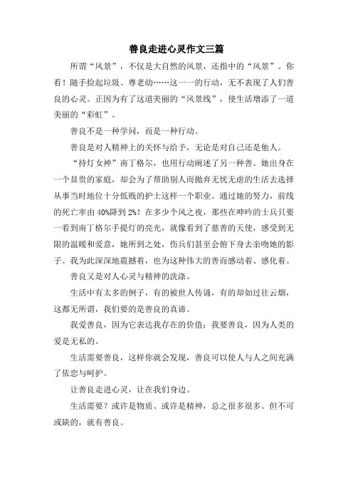 善良走进心灵作文三篇