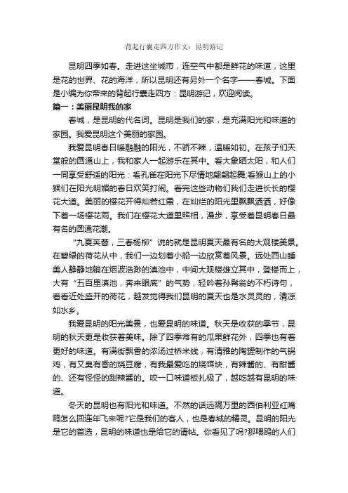 背起行囊走四方作文：昆明游记_作文800字_初二下册第六单元作文_