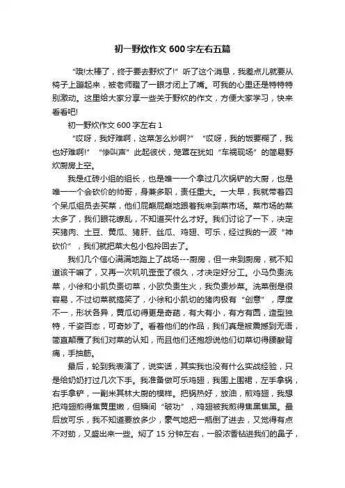 初一野炊作文600字左右五篇