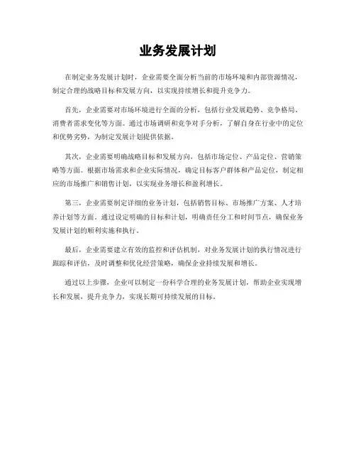 业务发展计划
