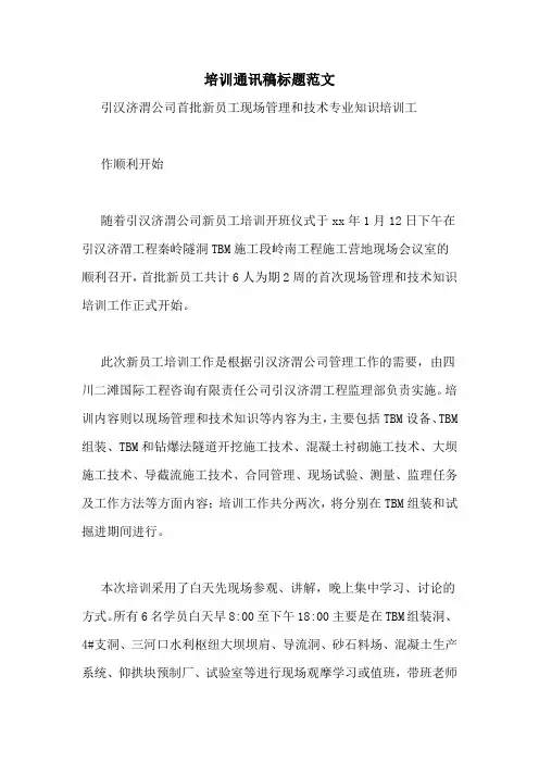 培训通讯稿标题范文