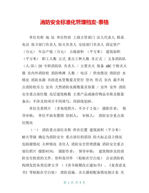 消防安全标准化管理档案-表格