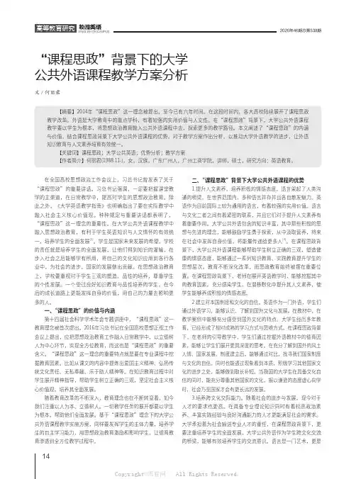 “课程思政”背景下的大学公共外语课程教学方案分析