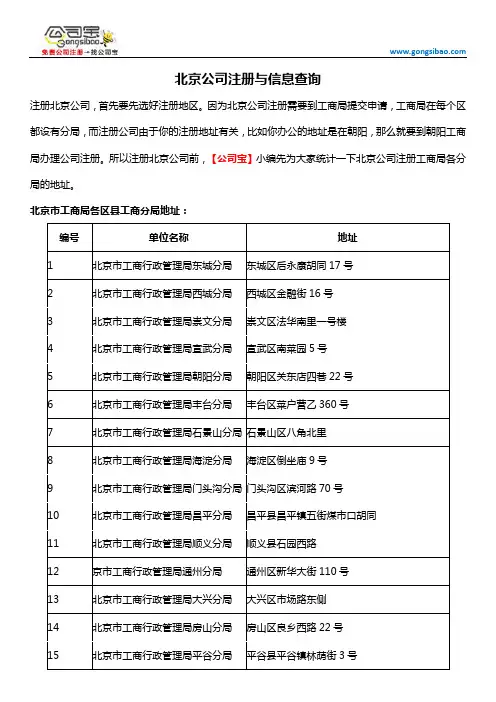 北京公司注册与信息查询