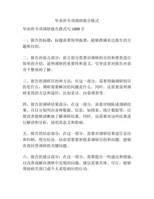 毕业班专项调研报告格式