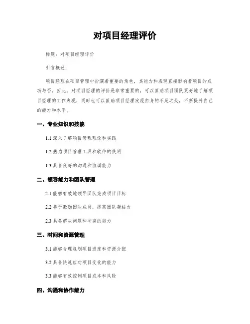 对项目经理评价