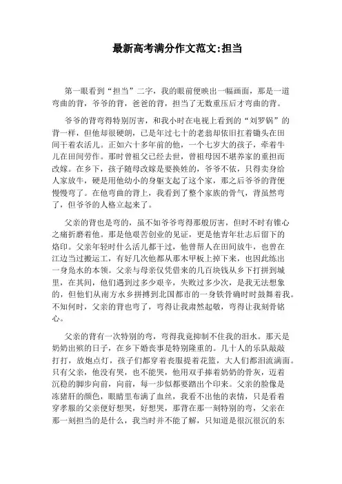 最新高考满分作文范文：担当
