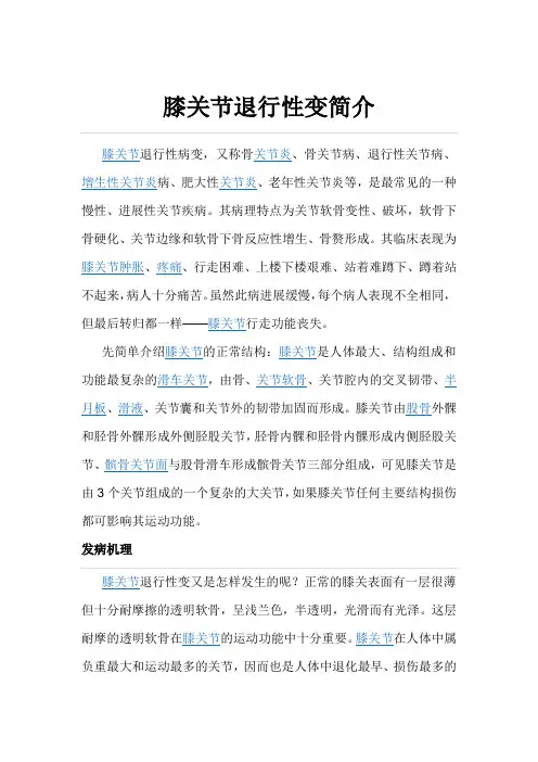 膝关节退行性变简介