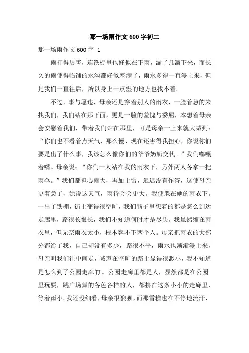 那一场雨作文600字初二