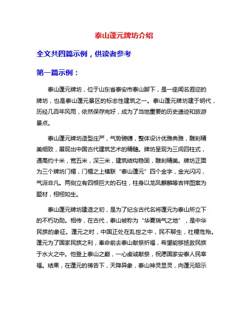 泰山蓬元牌坊介绍
