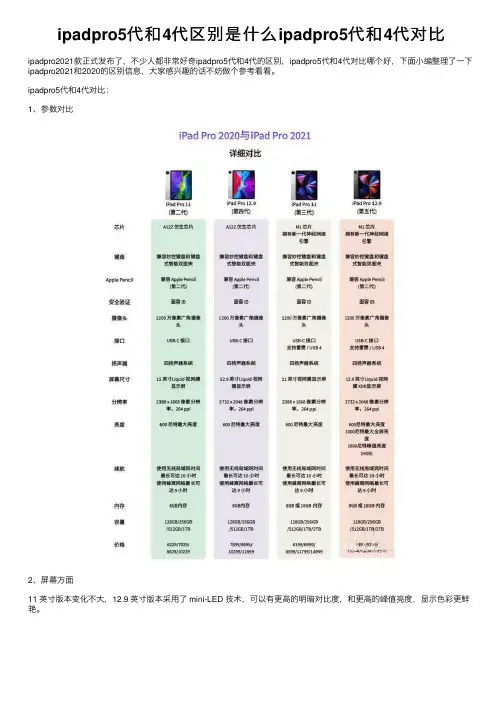 ipadpro5代和4代区别是什么ipadpro5代和4代对比