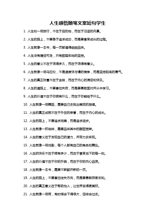 人生感悟随笔文案短句学生