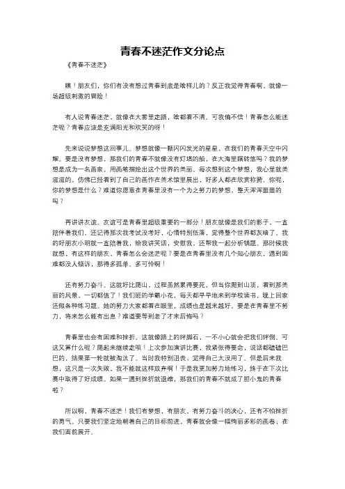 青春不迷茫作文分论点