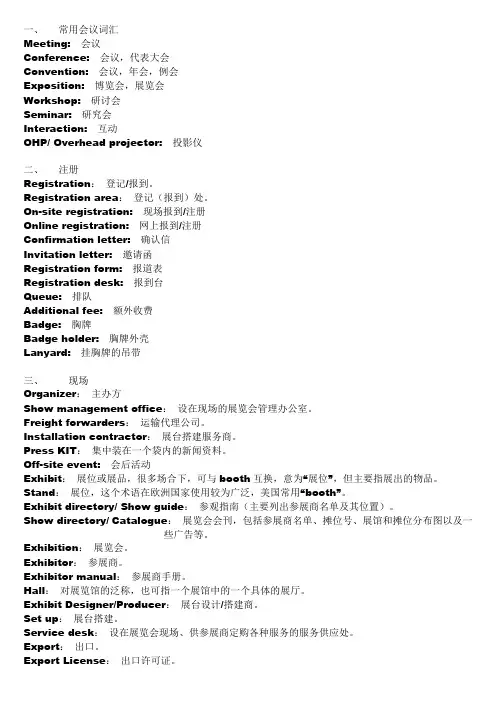 会展相关英语词汇