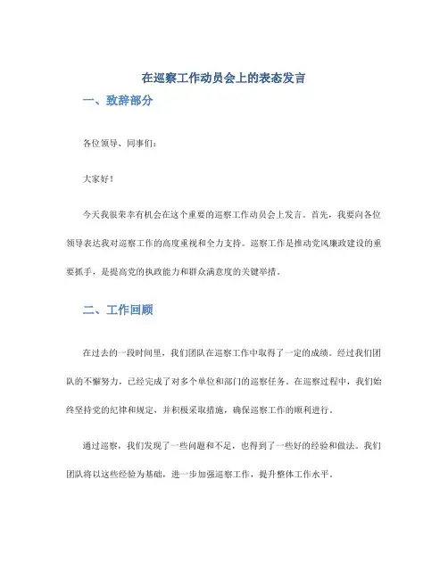 在巡察工作动员会上的表态发言(范文)