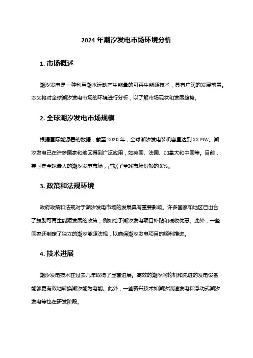 2024年潮汐发电市场环境分析