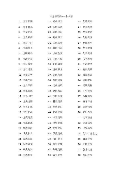 与虎相关的84个成语