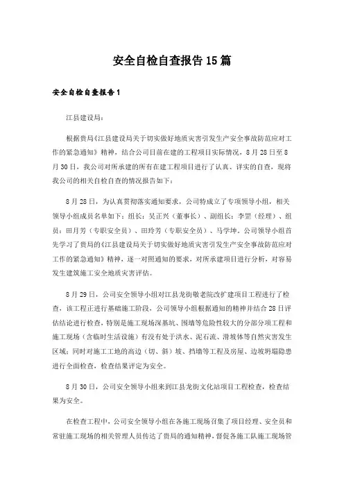 安全自检自查报告15篇