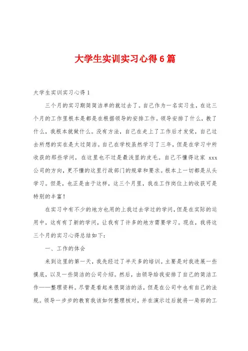 大学生实训实习心得6篇