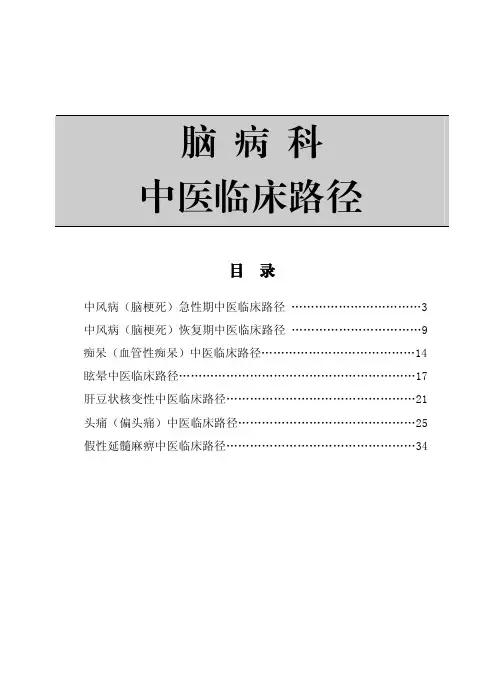 脑病科中医临床路径