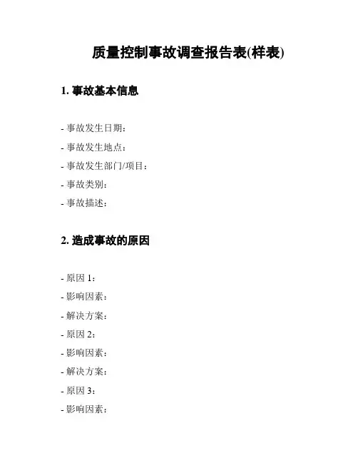 质量控制事故调查报告表(样表)