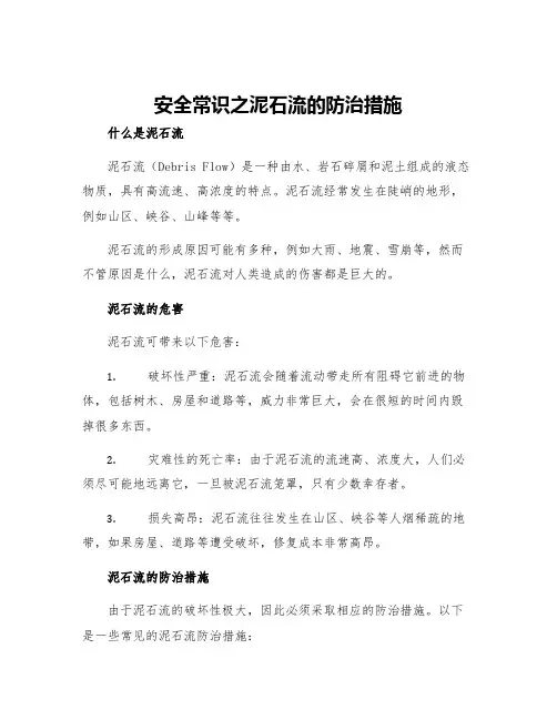 安全常识之泥石流的防治措施