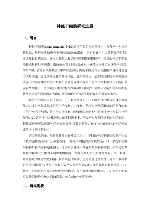 神经干细胞研究进展