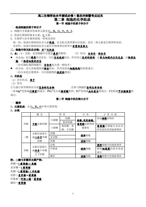 江苏小高考生物复习知识点总结