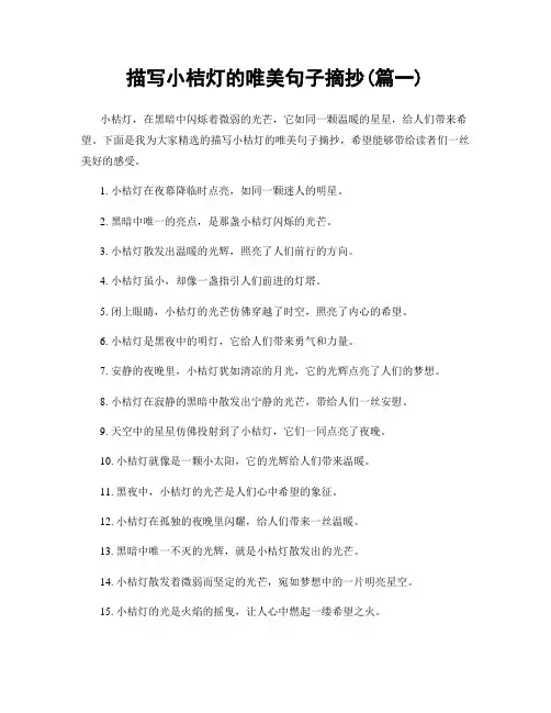 描写小桔灯的唯美句子摘抄(精选合集2篇)