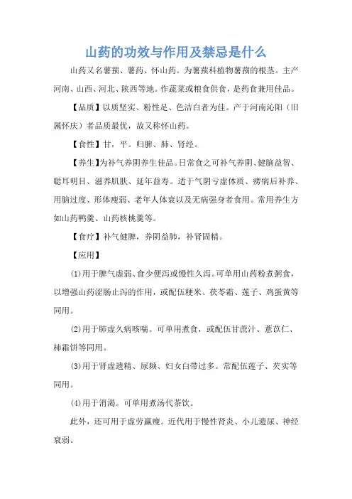 山药的功效与作用及禁忌是什么