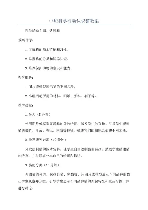 中班科学活动认识猫教案
