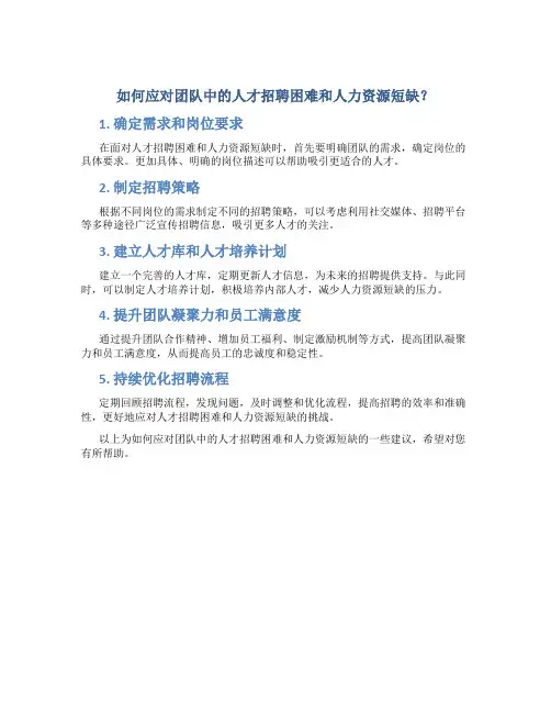 如何应对团队中的人才招聘困难和人力资源短缺？