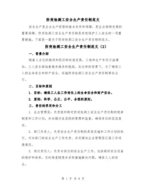 防突检测工安全生产责任制范文(5篇)