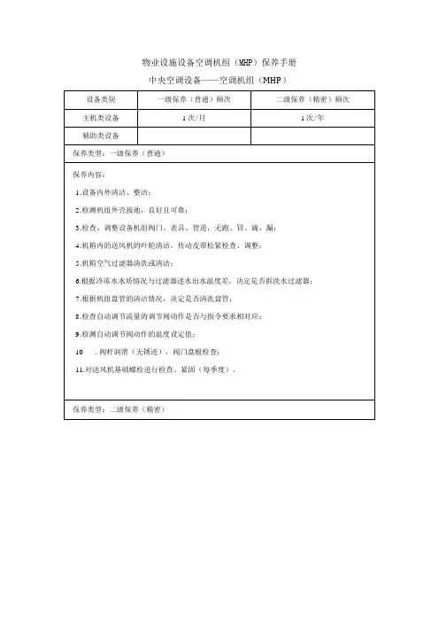 物业设施设备空调机组(MHP)保养手册