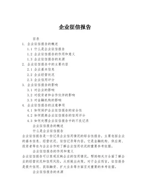 企业征信报告