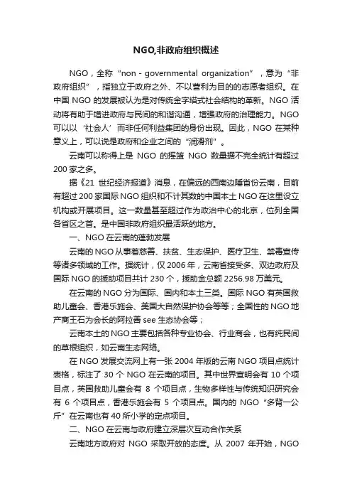 NGO,非政府组织概述