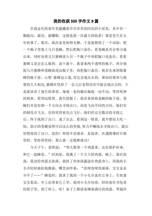 我的收获500字作文9篇