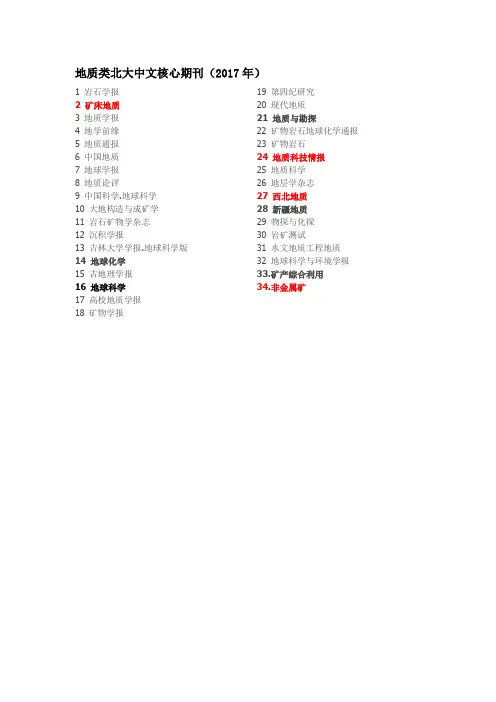 北大中文核心期刊