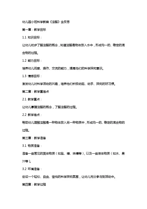 幼儿园小班科学教案《溶解》含反思