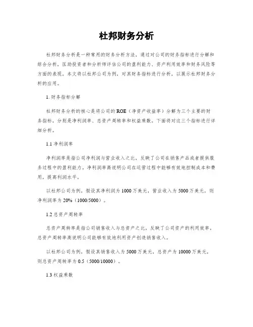 杜邦财务分析